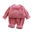 thumbnail image 1 of fatyb Winter Flannel Kids Clothes Loungewear Fuzzy Pullover Tops Warm Pants Two Piece Outfits 3-16 Years, 1 of 7