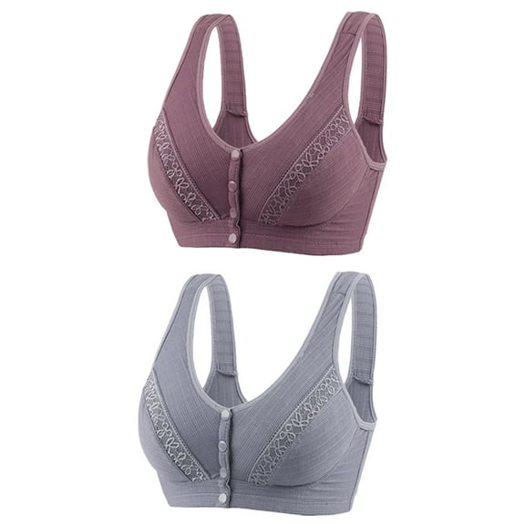 fatyb Wireless Front Closure Bras for Women 2 Pack Full Coverage Everyday Bras Push up Comfort Bralettes