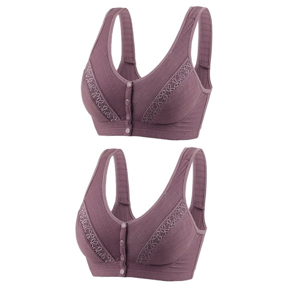 fatyb Wireless Front Closure Bras for Women 2 Pack Full Coverage Everyday Bras Push up Comfort Bralettes