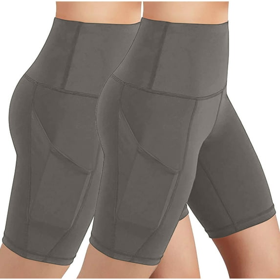 fatyb Women's 2 Pack Biker Shorts High Waisted Stretch Yoga Shorts Workout Comfortable Running Shorts