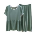 thumbnail image 1 of fatyb Women's 2 Piece Lounge Sets Short Sleeve Pajama Tops Soft Wide Leg Pants Casual Outfits Sleepwear, 1 of 5