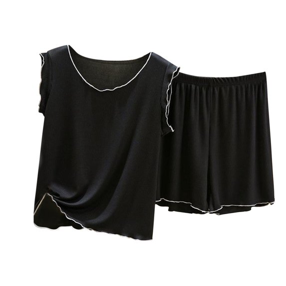 fatyb Women's 2 Piece Pajamas Causal Sleeveless Tank Tops Lounge Shorts Ladies Summer Soft Sleepwear