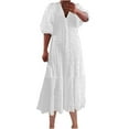 thumbnail image 1 of fatyb Women's Summer Dress Button down V Neck Long Shirt Dresses Short Sleeve Casual A-Line Dresses, 1 of 6