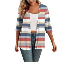 fatyb Women's 3/4 Sleeve Cardigan Lightweight Open Front Cardigans for Women Casual Loose Soft Cover Up