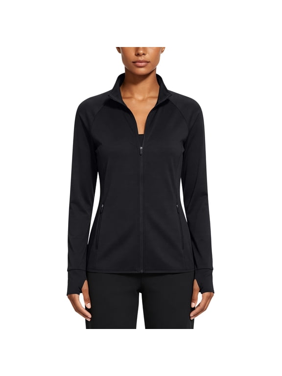 Women's Athletic Jacket Zip up Long Sleeve Lightweight Sun Protection Shirts with Zipper Pockets