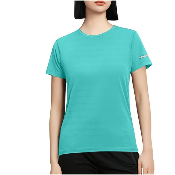 fatyb Women's Basic T-Shirts Short Sleeve Loose Casual T Shirts Solid Color Round Neck Summer Tee Tops