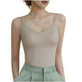 thumbnail image 1 of fatyb Women's Camisole with Built in Bra Comfy Padded Undershirts Adjustable Spaghetti Strap Tan Tops, 1 of 1