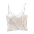 thumbnail image 1 of fatyb Women's Camisole with Built in Bra V Neck Crop Padded Shirts Adjustable Spaghetti Strap Tank Tops, 1 of 6