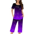 thumbnail image 1 of fatyb Women's Capri Pajama Sets Summer Comfy Short Sleeve Tops and Capris Pants Pjs Sleepwear with Pockets, 1 of 4