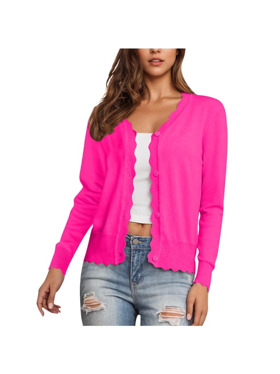 Women's Cardigan V Neck Casual Knitted Sweater Jacket Long Sleeve Button down Lightweight Outerwear