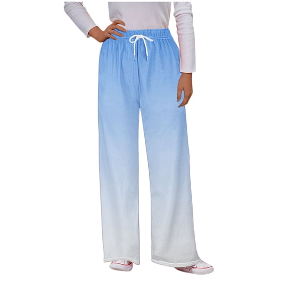 fatyb Women's Casual Pants Drawstring Wide Leg Pants Womens Elastic High Waist Lounge Pants with Pockets