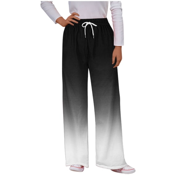 fatyb Women's Casual Pants Drawstring Wide Leg Pants Womens Elastic High Waist Lounge Pants with Pockets