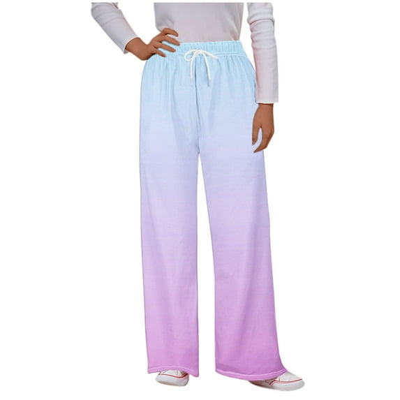 fatyb Women's Casual Pants Drawstring Wide Leg Pants Womens Elastic High Waist Lounge Pants with Pockets