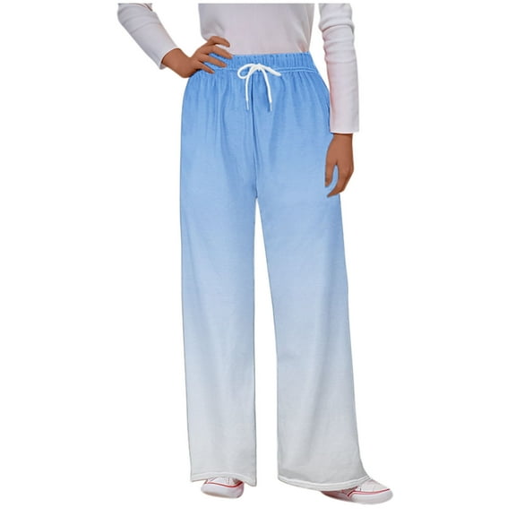 fatyb Women's Casual Pants Drawstring Wide Leg Pants Womens Elastic High Waist Lounge Pants with Pockets