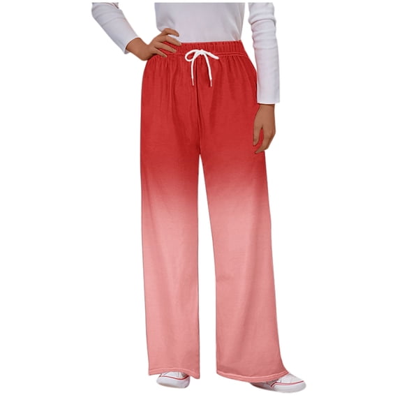 fatyb Women's Casual Pants Drawstring Wide Leg Pants Womens Elastic High Waist Lounge Pants with Pockets
