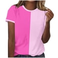 thumbnail image 1 of fatyb Women's Color Block T Shirts Short Sleeve Crew Neck Casual Tee Tops Summer Loose Fashion Tshirts, 1 of 4