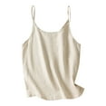 thumbnail image 1 of fatyb Women's Cotton Linen Camisole Spaghetti Strap Casual Tank Tops Solid Color Sleeveless Basic Shirts, 1 of 3