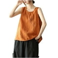 thumbnail image 1 of fatyb Women's Cotton Linen Tank Tops Oversized Sleeveless Casual Shirts Loose Lightweight Blouses L-4XL, 1 of 3