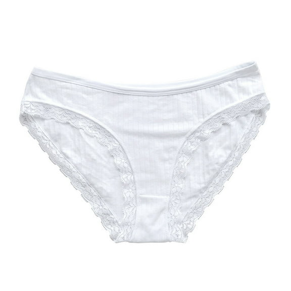 fatyb Women's Cotton Panties Lace Full Coverage Bikini Soft Panties Ladies Solid Color Stretch Underwear