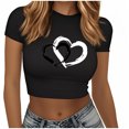 thumbnail image 1 of fatyb Women's Crop Graphic Tees Short Sleeve Print Slim Tops Round Neck Casual Womens Summer T-Shirts, 1 of 5