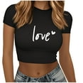 thumbnail image 1 of fatyb Women's Crop Graphic Tees Short Sleeve Print Slim Tops Round Neck Casual Womens Summer T-Shirts, 1 of 5