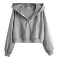 thumbnail image 1 of fatyb Women's Crop Hooded Sweatshirts Drawstring Hoodies Casual Long Sleeve Plain Pullover with Hood, 1 of 6