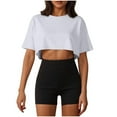 thumbnail image 1 of fatyb Women's Crop T-Shirts Short Sleeve Crew Neck Basic Tee Plain Loose Summer Casual Tops for Women, 1 of 7