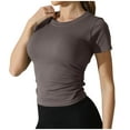 thumbnail image 1 of fatyb Women's Crop T-Shirts Short Sleeve Ruched Basic Tees Casual Crewneck Summer Slim Going out Tops, 1 of 5