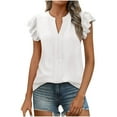 thumbnail image 1 of fatyb Women's Dressy Tops Ruffle Short Sleeve V Neck Casual Shirts Loose Elegant Blouses Summer, 1 of 2