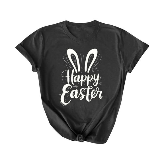 fatyb Women's Easter T-Shirts Short Sleeve Graphic Tees Shirts Print Crew Neck Womens Dressy Tshirts