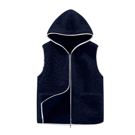 fatyb Women's Fall Winter Fleece Vest with Hood Sleeveless Zip up Outerwear Lightweight Casual Jacket