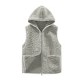 thumbnail image 1 of fatyb Women's Fall Winter Fleece Vest with Hood Sleeveless Zip up Outerwear Lightweight Casual Jacket, 1 of 6