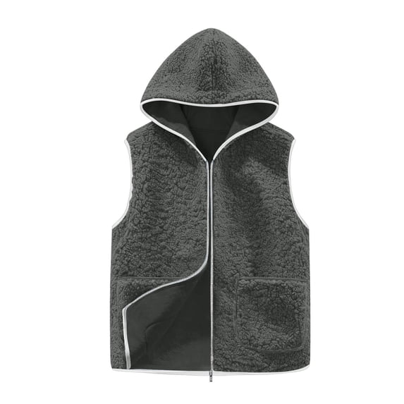 fatyb Women's Fall Winter Fleece Vest with Hood Sleeveless Zip up Outerwear Lightweight Casual Jacket