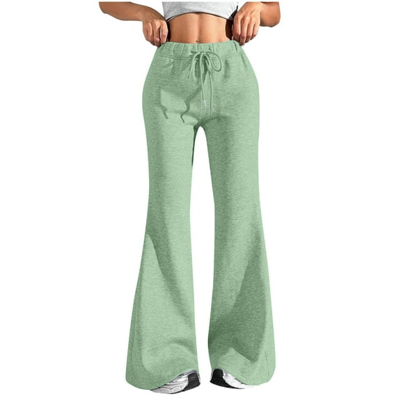fatyb Women's Flare Leg Sweatpants Drawstring High Waisted Lounge Pants Wide Leg Casual Bell Bottoms