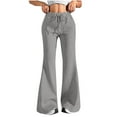 thumbnail image 1 of fatyb Women's Flare Leg Sweatpants Drawstring High Waisted Lounge Pants Wide Leg Casual Bell Bottoms, 1 of 7