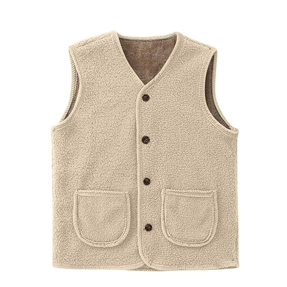 fatyb Women's Fleece Vest with Pockets Sleeveless V Neck Jacket Button down Lightweight Casual Outerwear