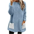 thumbnail image 1 of fatyb Women's Fuzzy Fleece Long Tops Crewneck Sherpa Sweatshirts Oversized Warm Pullover with Pockets, 1 of 6
