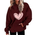 thumbnail image 1 of fatyb Women's Heart Printed Hoodies Drawstring Long Sleeve Sweatshirts Loose Pullover Tops with Pockets, 1 of 5