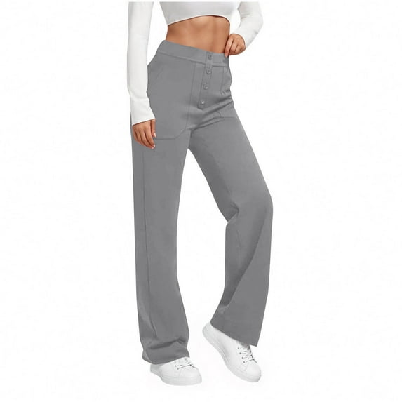 fatyb Women's High Waist Straight Leg Pants with Pockets Casual Stretch Dress Business Trousers for Women