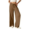 thumbnail image 1 of fatyb Women's Knitted Pants Wide Leg Lounge Pants with Pockets Womens Casual Drawstring Loose Trousers, 1 of 6