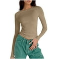 thumbnail image 1 of fatyb Women's Long Sleeve Basic Shirts Crew Neck Slim Tee Tops Casual Going out Tight Blouses for Women, 1 of 5