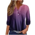 thumbnail image 1 of fatyb Women's Long Sleeve Blouses Casual Dressy V Neck Pleated Shirts Business Work Tops for Women, 1 of 5