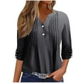 thumbnail image 1 of fatyb Women's Long Sleeve Blouses Casual Dressy V Neck Pleated Shirts Business Work Tops for Women, 1 of 5
