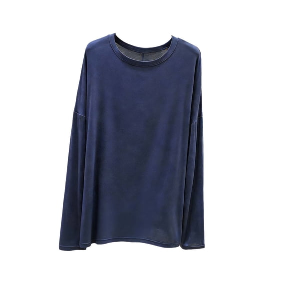 fatyb Women's Long Sleeve Lounge T-Shirts Crew Neck Casual Pajama Tees Loose Comfortable Sleep Tops