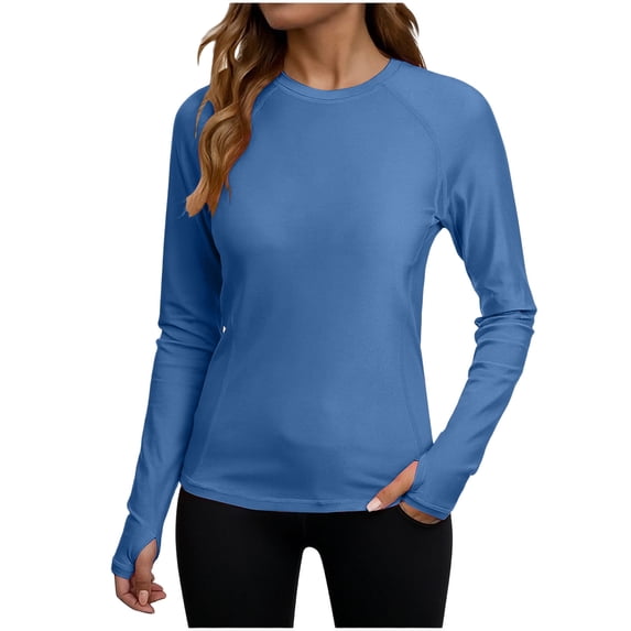 fatyb Women's Long Sleeve Sun Protection Shirts Lightweight Workout Tshirts for Running Hiking Outdoor
