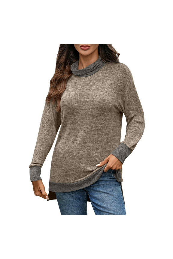 Women's Long Sleeve Turtleneck Tops Loose Casual Tshirts Lightweight Dressy Blouses for Women