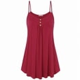 thumbnail image 1 of fatyb Women's Long Tank Tops Spaghetti Strap Pleated Camisole Shirts V Neck Dressy Loose Blouse S-5XL, 1 of 2