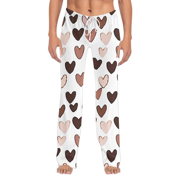 fatyb Women's Lounge Pants Heart Printed Casual Comfy Pajama Pants Wide Leg Cute Yoga Pants with Drawstring