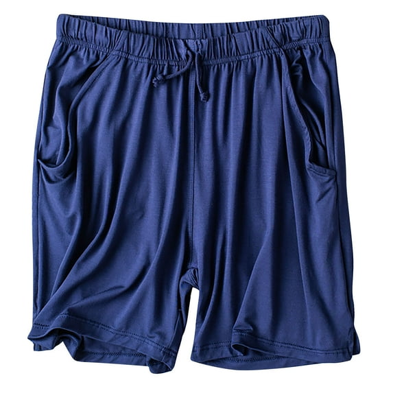 fatyb Women's Lounge Shorts with Pockets High Waist Bottoms Solid Color Loose Soft Casual Pajama Shorts