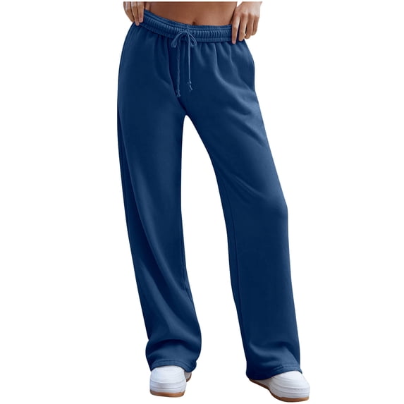 fatyb Women's Lounge Sweatpants Wide Leg Athletic Joggers Drawstring Elastic Waist Casual Loose Trousers